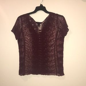 Burgundy lace blouse